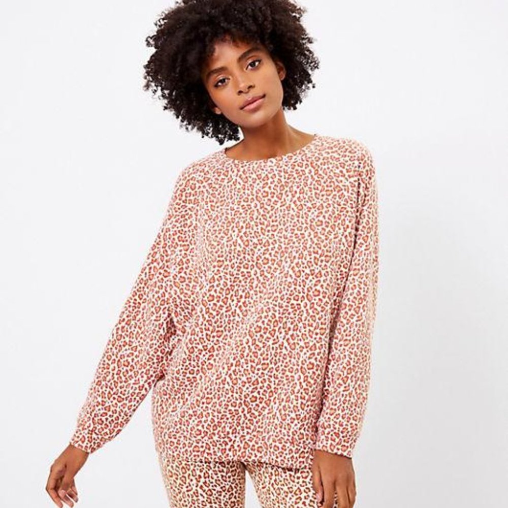 LOFT Lou & Grey Oversized Leopard Print Terry Sweatshirt